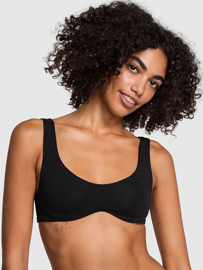 Black Cotton Unlined Wired Bralette (B06403) | €11