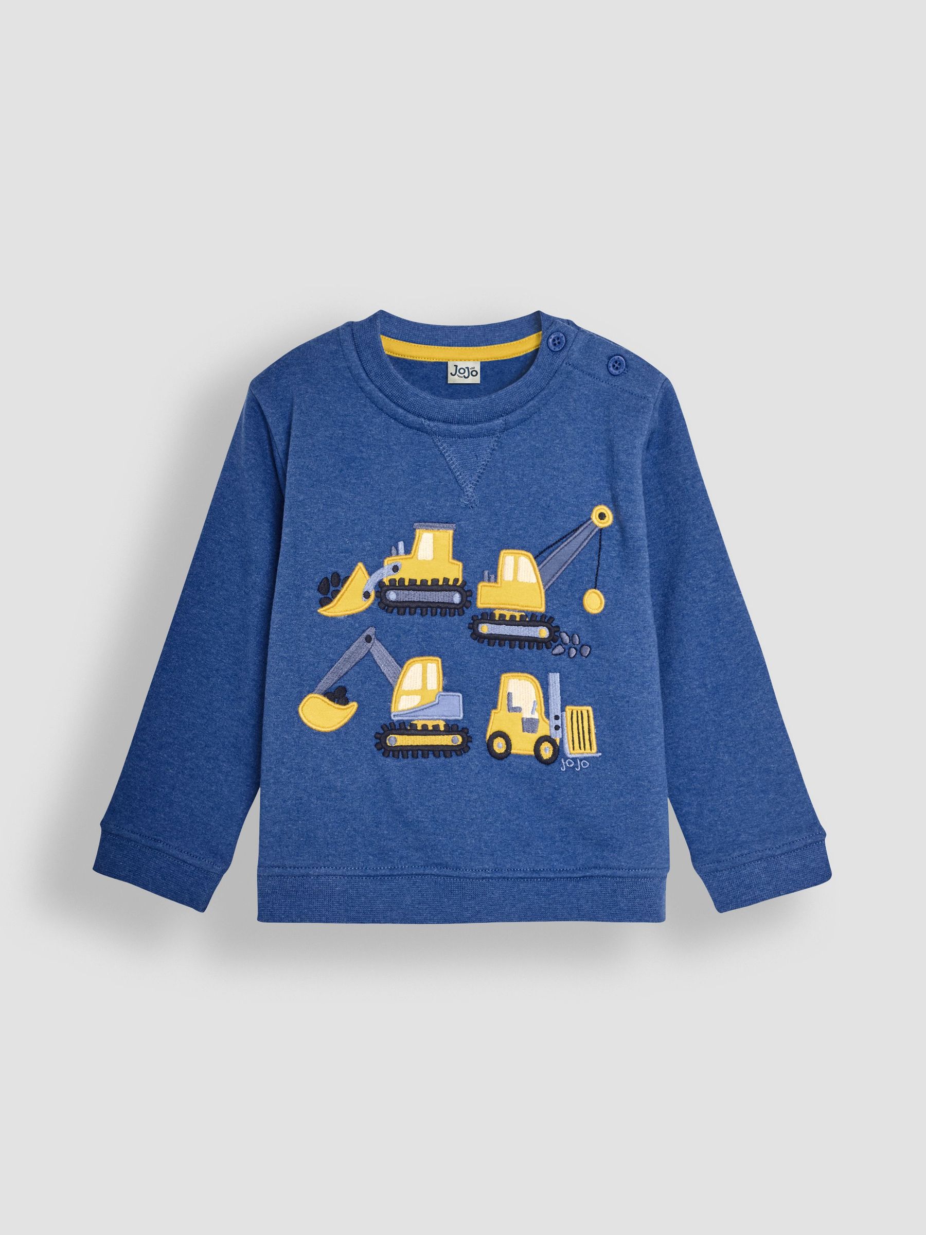 Cobalt Blue Construction Vehicle Appliqué Sweatshirt (B10608) | $25