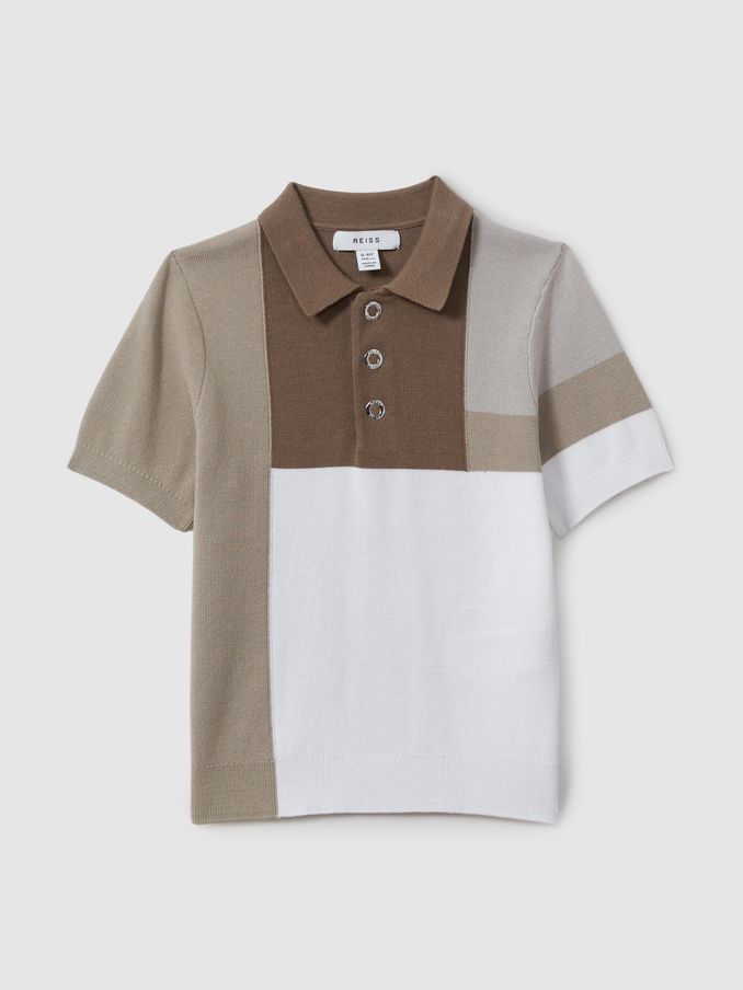 9-13 yrs Colourblock Polo Shirt in Camel Multi (B12066) | US$41