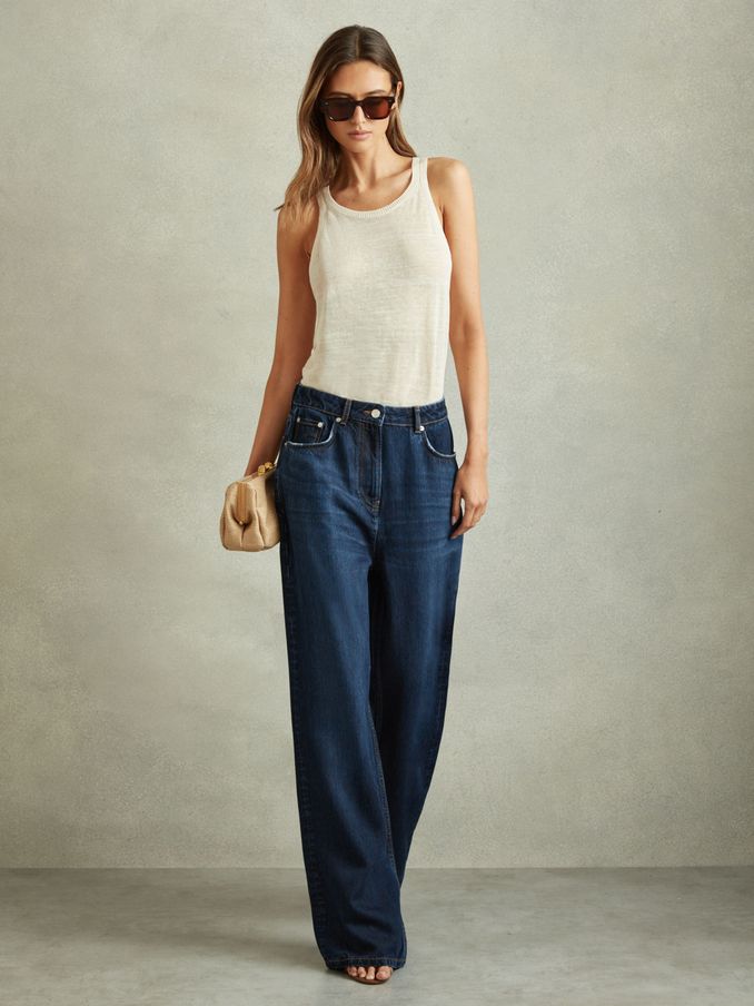 Lightweight Viscose Blend Relaxed Jeans in Dark Blue (B12622) | €81