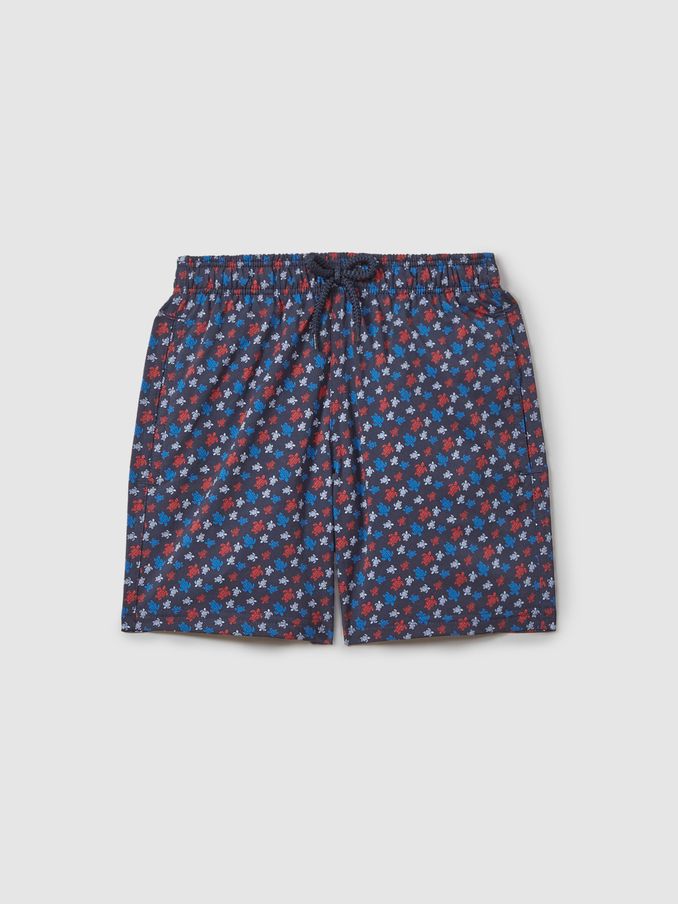 Vilebrequin Tropical Print Swim Shorts in Bleu Marine (B14304) | US$185