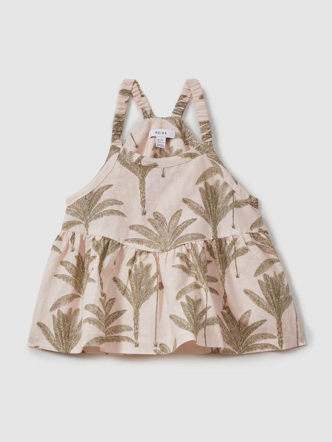 13-14 yrs Linen-Cotton Peplum Top in Neutral (B14870) | €27