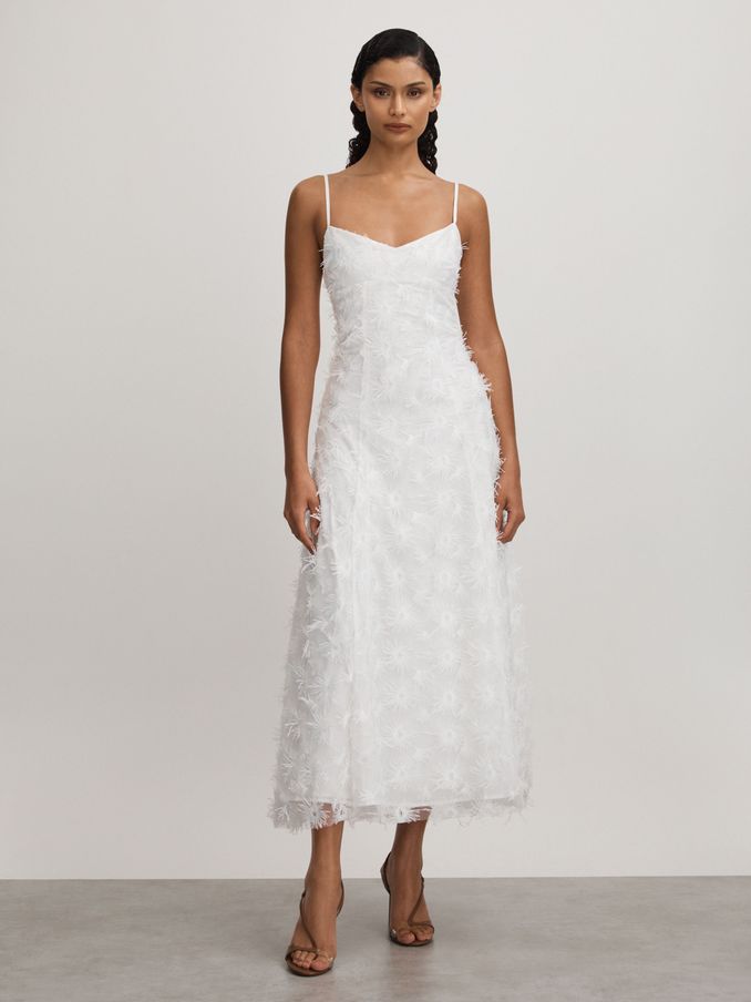 Stella White Anna Quan Applique Drop Waist Maxi Dress (B15337) | US$538