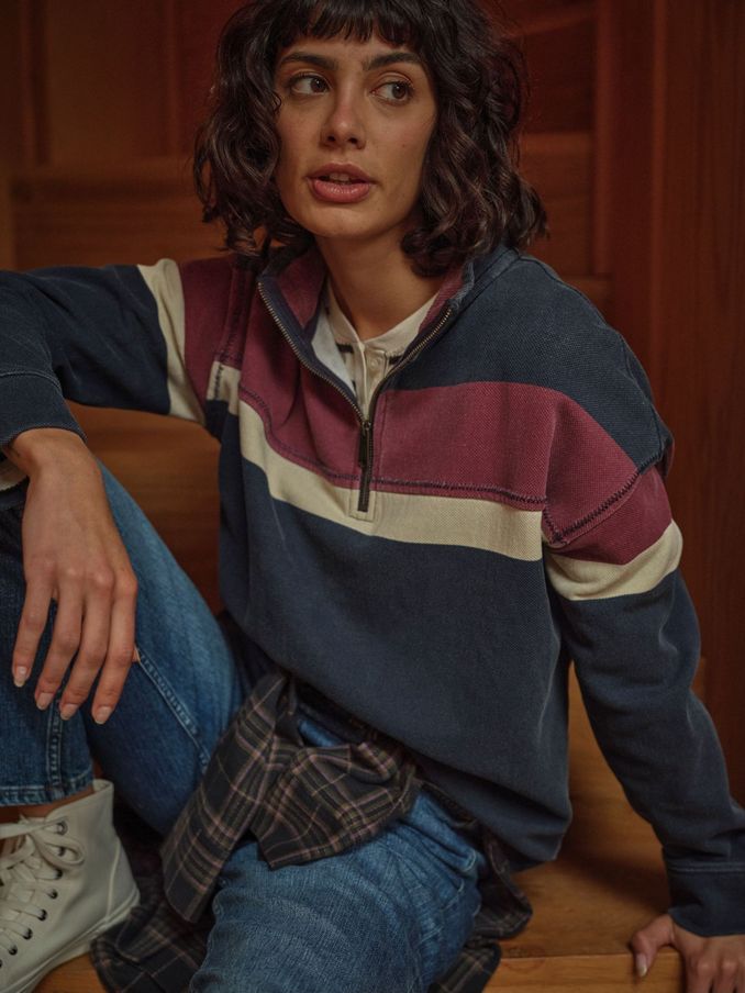 Airlie Navy Blue & Red Striped Sweat Top (B15469) | €42