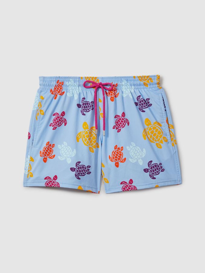Vilebrequin Turtle Print Swim Shorts in Fleur De Lin Blue (B15862) | CA$445