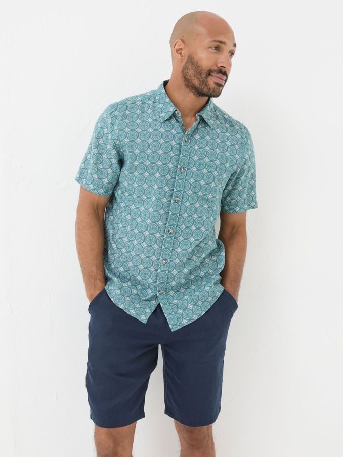 Green Short Sleeve Snave Tile Print Shirt (B16595) | €34 - €36