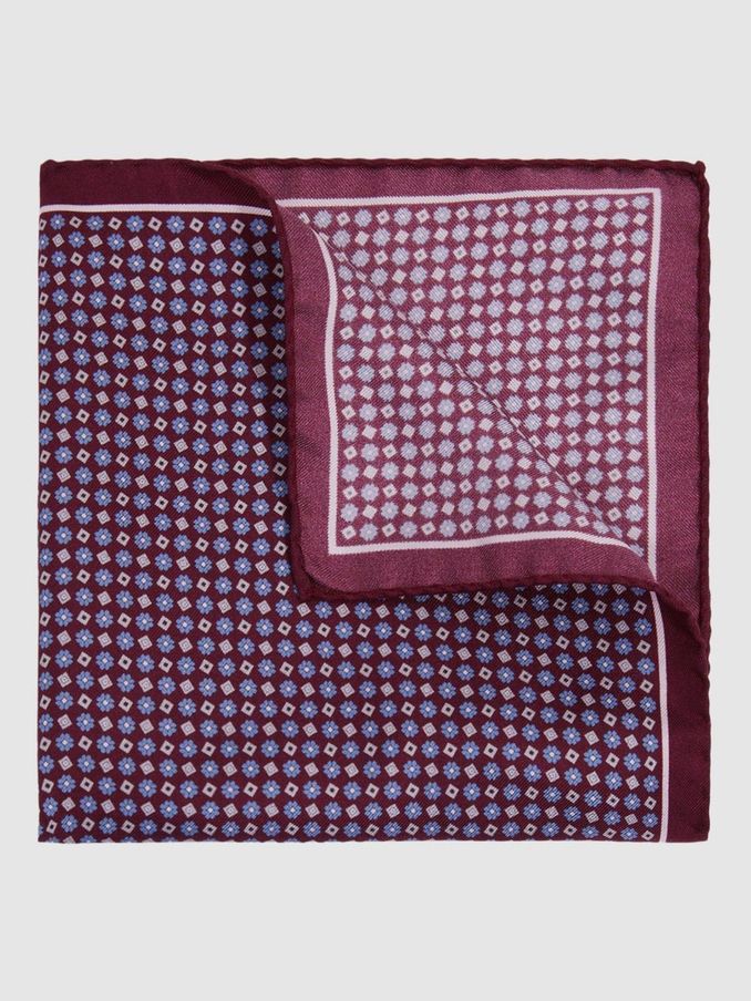 Silk Pocket Square in Bordeaux (B16651) | US$12