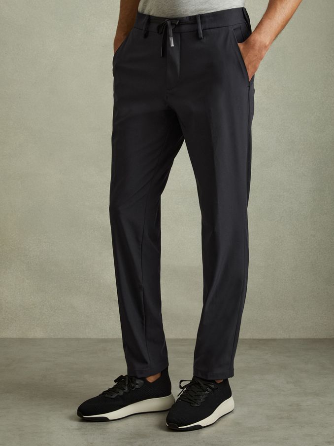 Technical Drawstring Trousers in Navy (B16680) | US$210