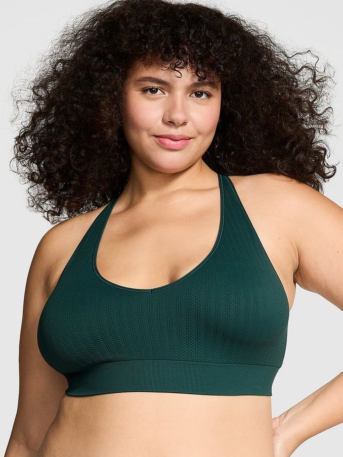 Deep Forest Green Seamless Cable Knit Sports Bra (B16804) | €15
