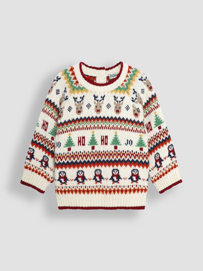 Ecru Knitted Christmas Festive Friends Fair Isle Jumper (B20977) | $22