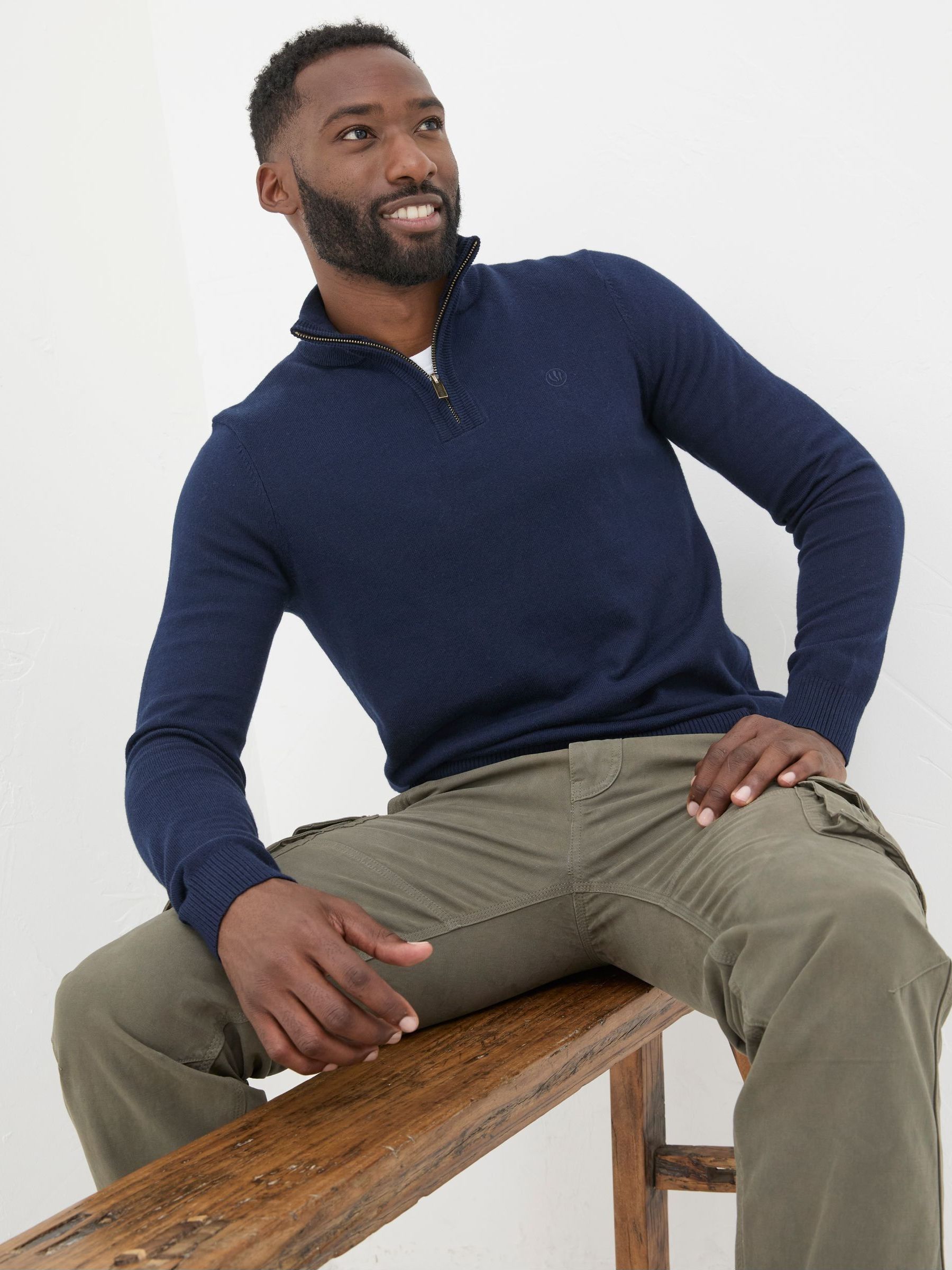 Rye Navy Blue Half-Neck Jumper (B22099) | $76