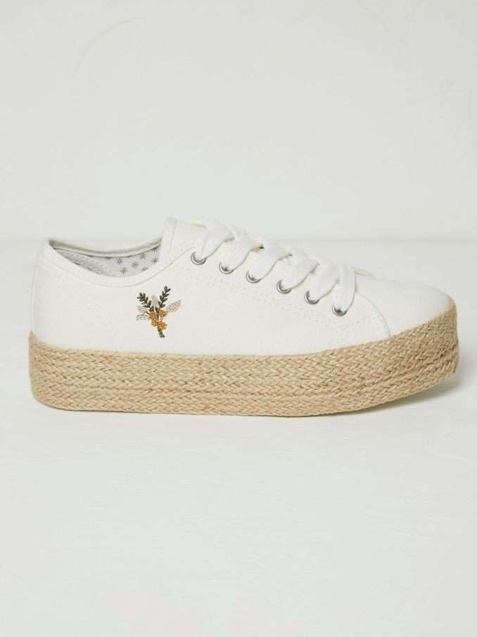 Francesca White Jute Platform Trainers (B22125) | €36