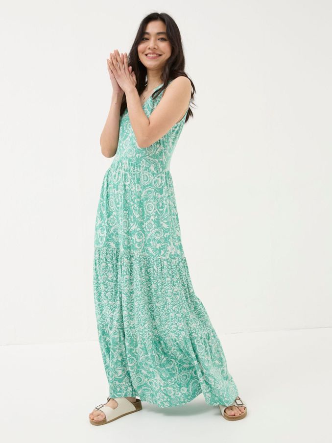 Maya Blue Paisley Jersey Maxi Dress (B23335) | $46