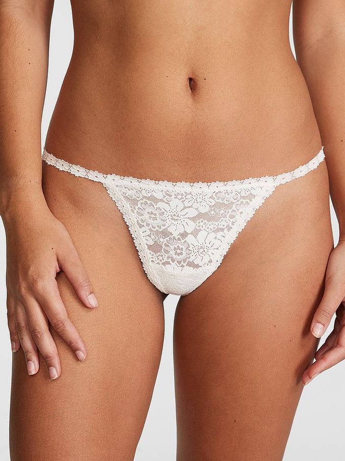 Coconut White G String Floral Lace Knickers (B23448) | €10.50