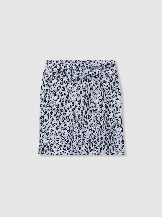 Good American Always Fits Textured Leopard Print Mini Skirt in Blue Print (B23936) | US$63