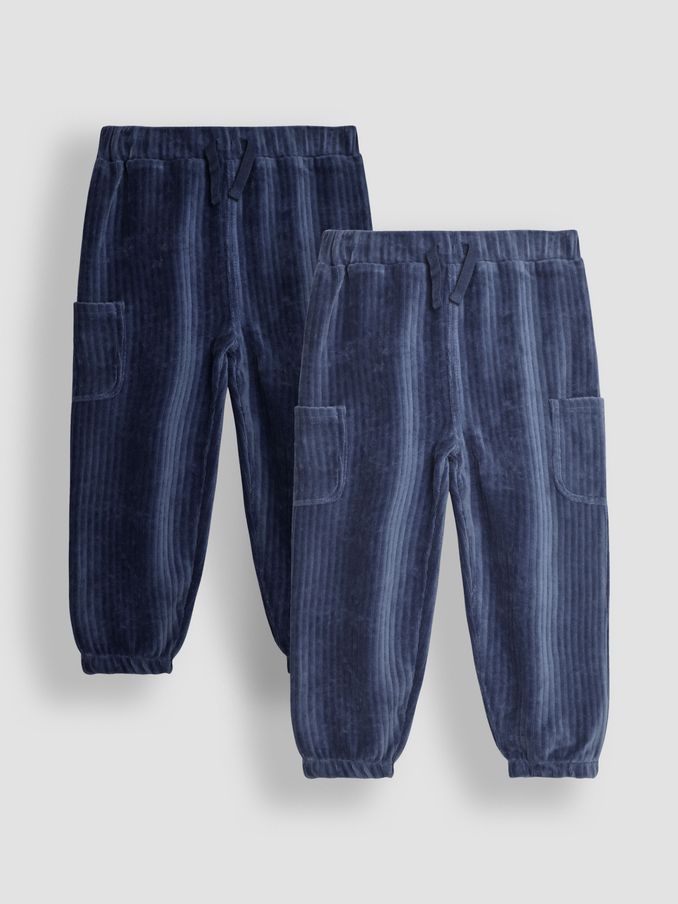 Navy Blue & Denim Blue 2-Pack Velour Pocket Joggers (B27918) | $18