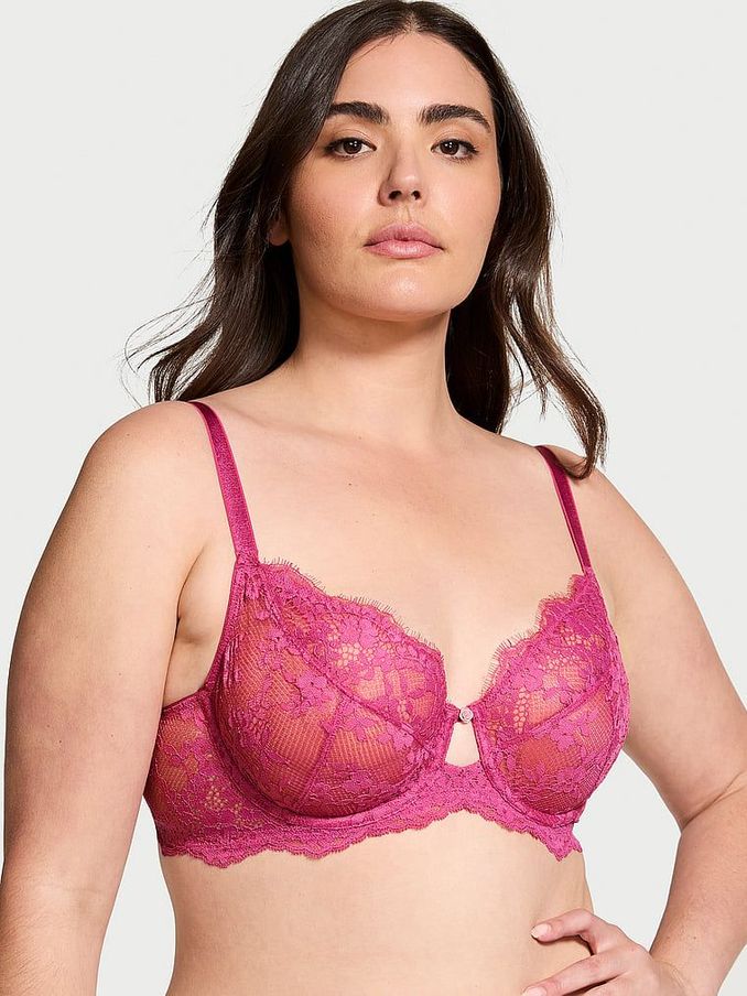 Luscious Rose Pink Lace Full Cup Bra (B28238) | €22
