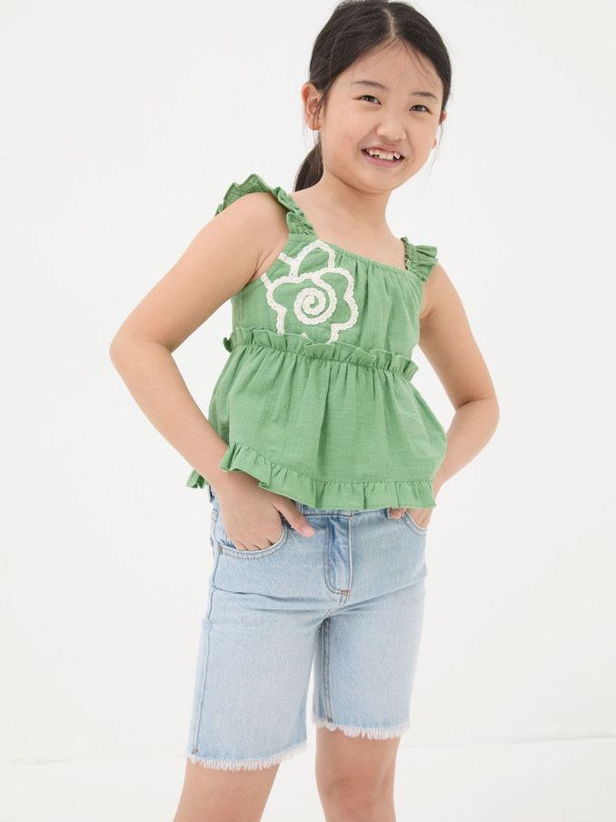 Green Floral Embroidered Cami Top (B28699) | $18
