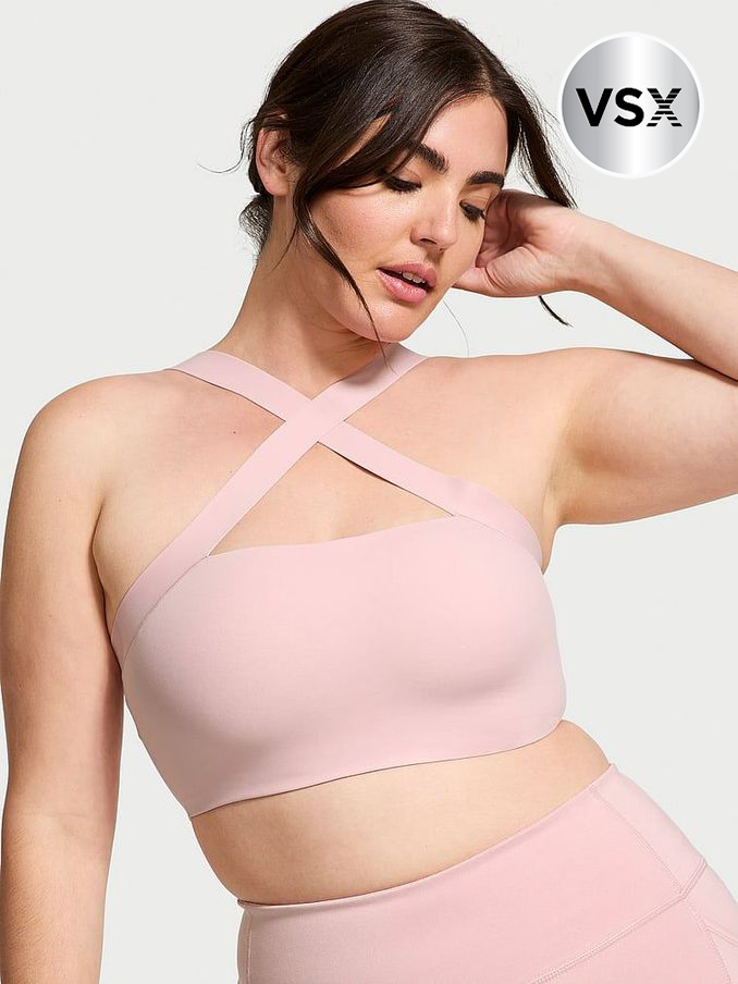 Chalk Rose Pink Strappy Cross Front Sports Bra (B29505) | €56