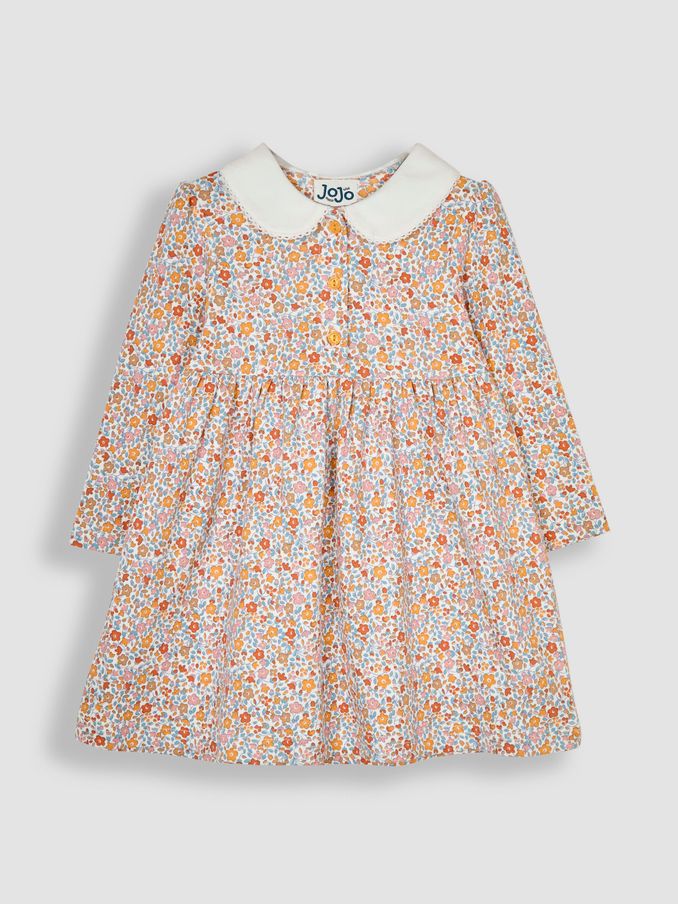 Mustard Yellow Floral Peter Pan Dress (B29684) | $15