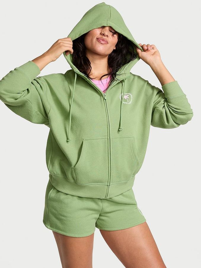 Wild Grass Green Beverly Hills Zip Up Ivy Fleece Full Zip Hoodie (B29945) | €25