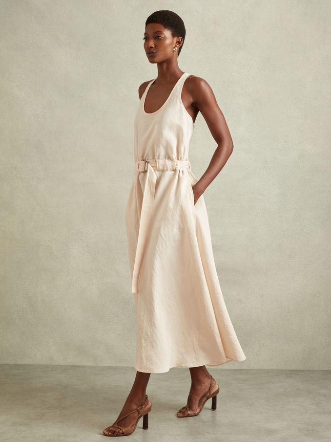 Modal Blend Parachute Midi Dress in Cream (B33476) | €84