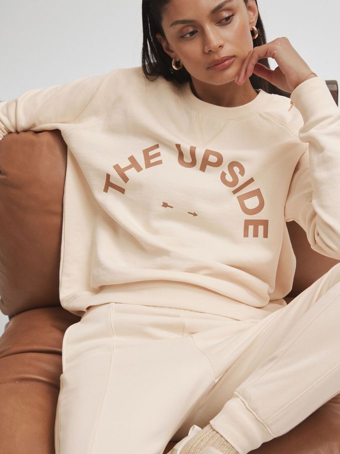 The Upside Relaxed Cotton Crew Neck Sweatshirt in Cream (B33987) | $118