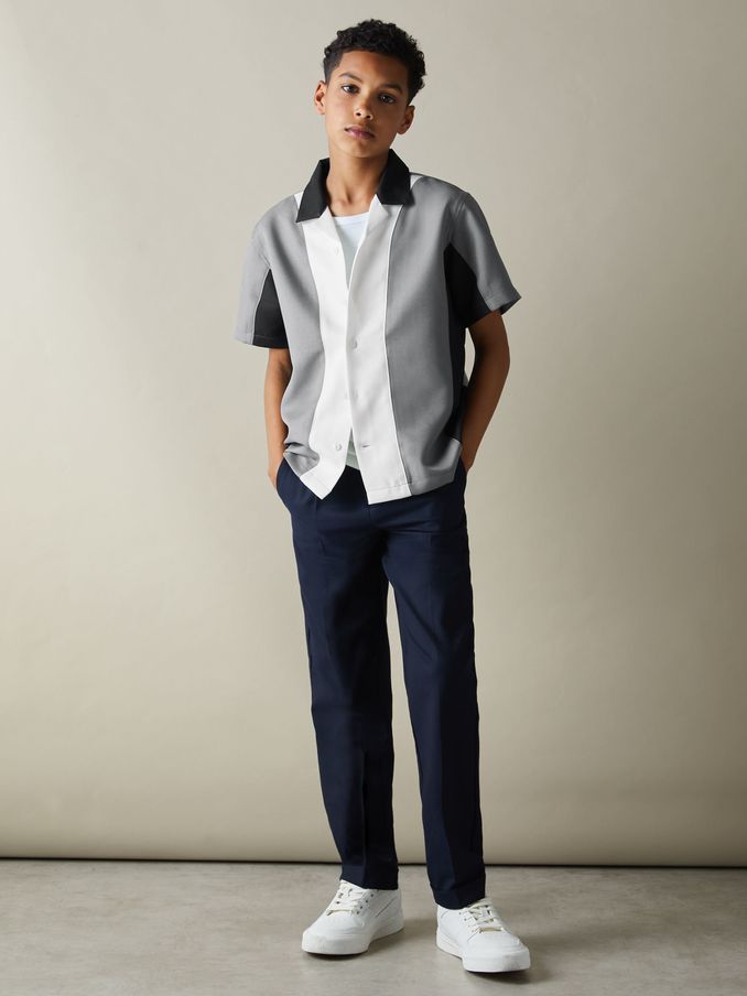 Textured Half Zip Polo Shirt in Blue (B34455) | €21