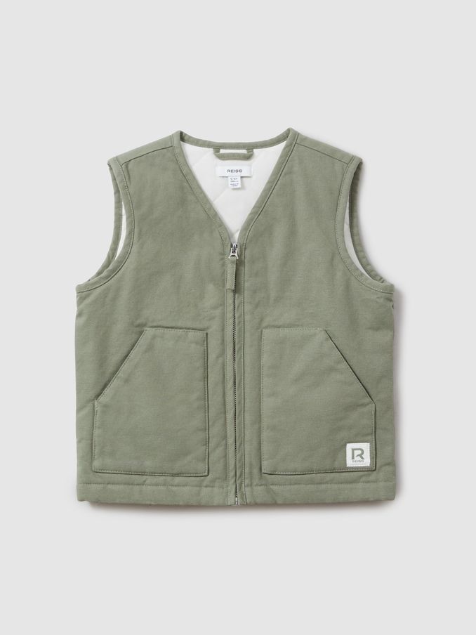 13-14 yrs Cotton Quilted Gilet in Sage Green (B34546) | US$31