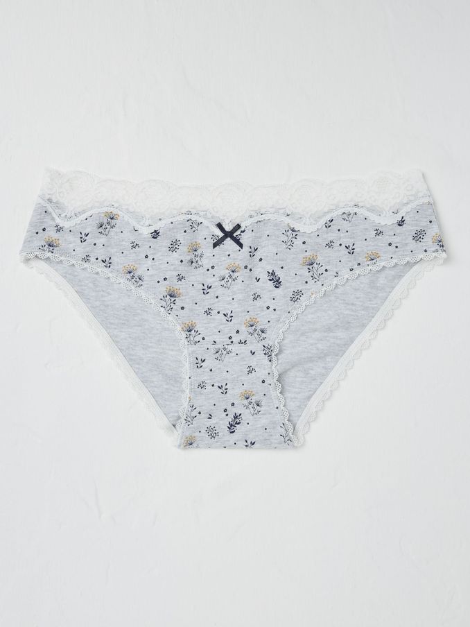 Florence Grey Floral Mini Knickers (B34705) | €5
