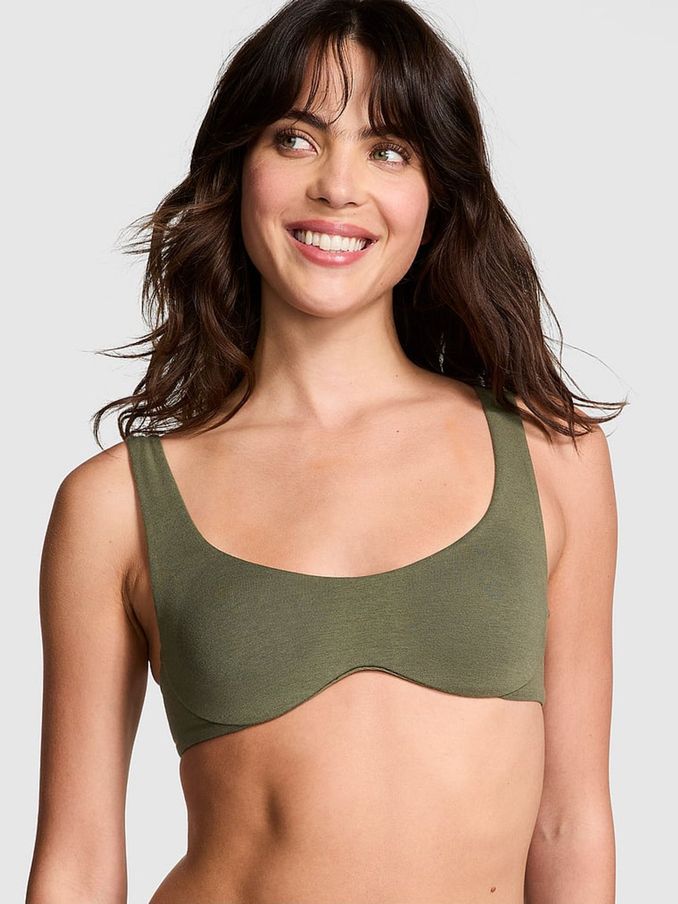 Olive Green Cotton Unlined Wired Bralette (B35136) | €11