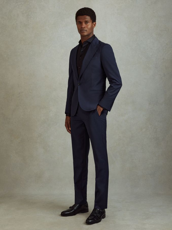 Destiny Bright Blauw Wollen Slim fit broek met zijaanpassing (B35520) | € 245