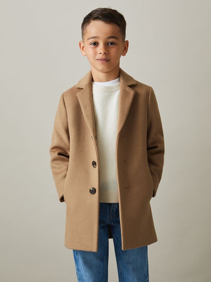 9-13 yrs Single Breasted Overcoat in Camel (B35736) | US$175
