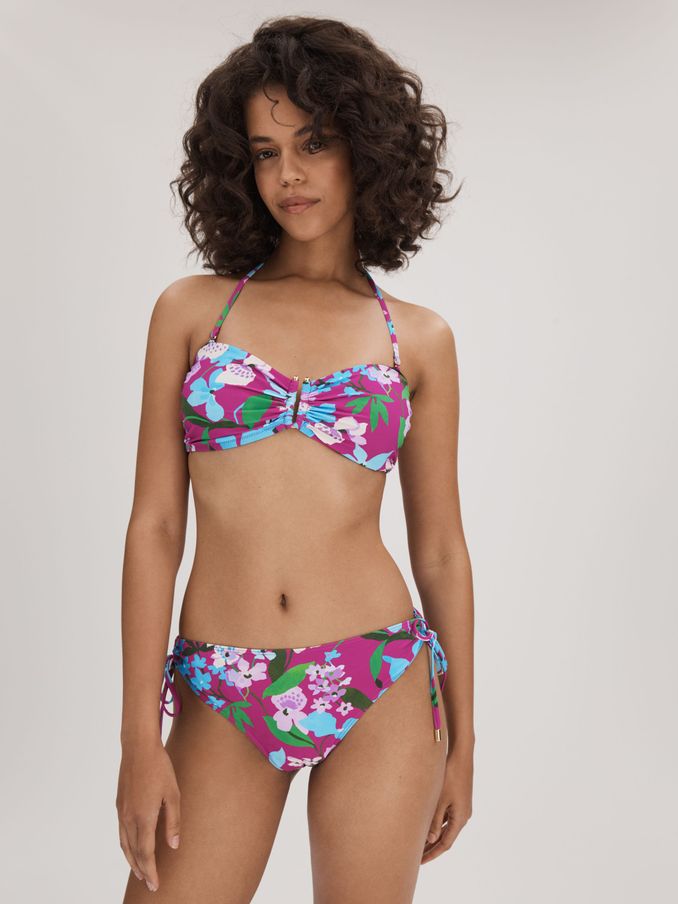 Florere Printed Ruched Bikini Bottoms in Multi (B36100) | US$24