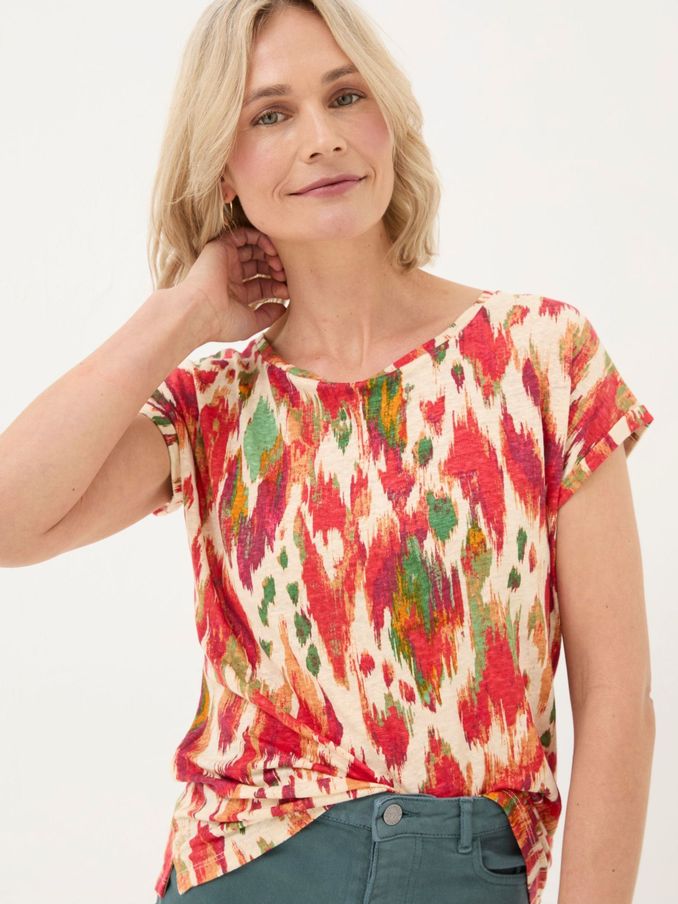 Ivy Natural Linen Paradise Ikat T-Shirt (B36415) | €34