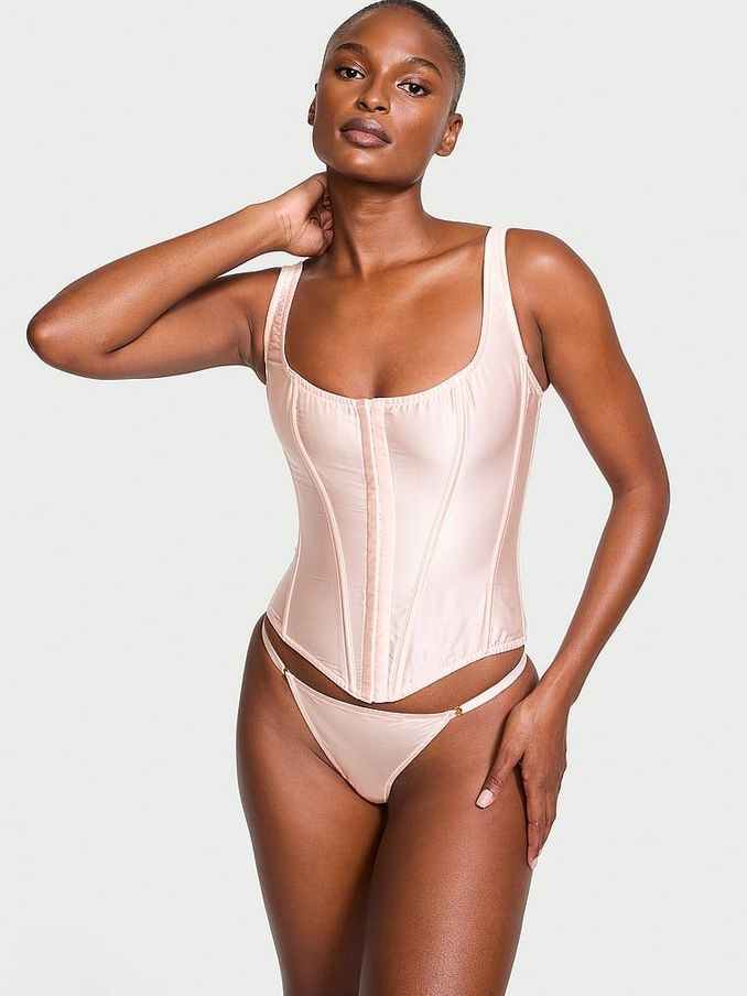Purest Pink Archive Satin Corset and Knicker Set (B36648) | €48