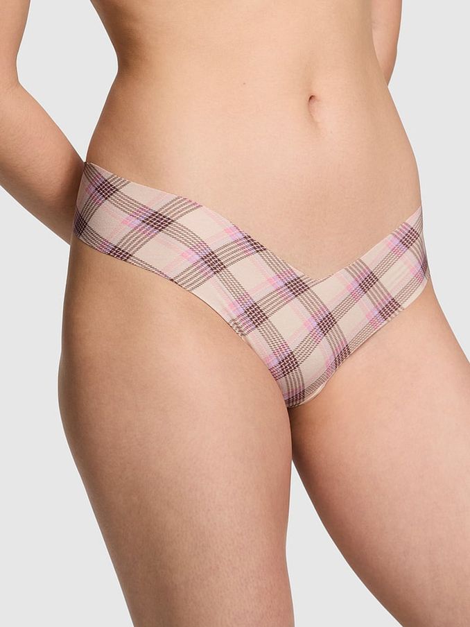 Moonstone Pink Plaid High Leg Thong Knickers (B37092) | €4