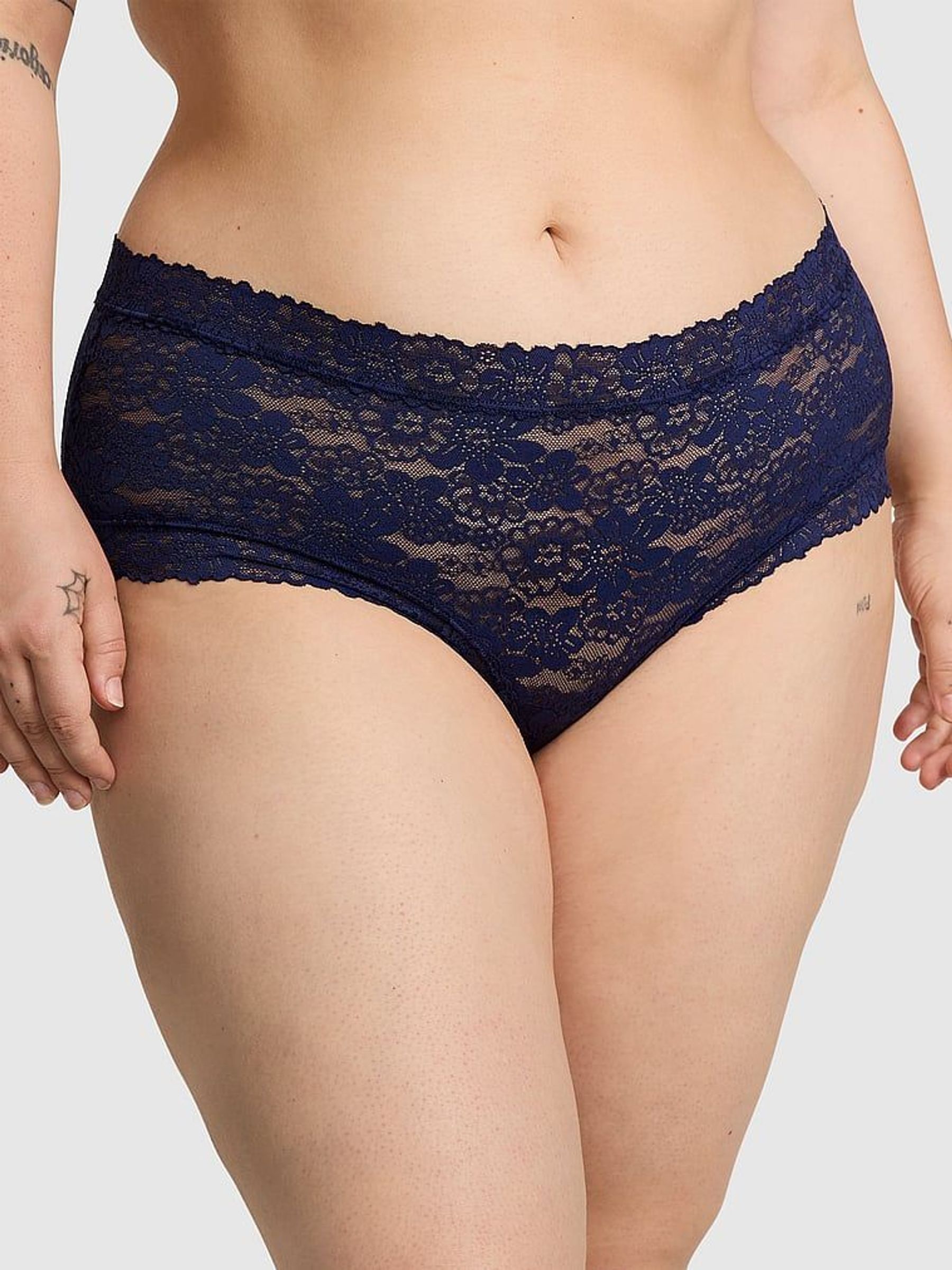 Midnight Navy Blue Cheeky Floral Lace Knickers (B37275) | €10.50