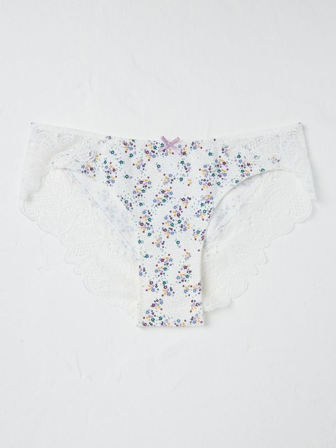 Mabel Cream Floral Cheeky Knickers (B38043) | €5