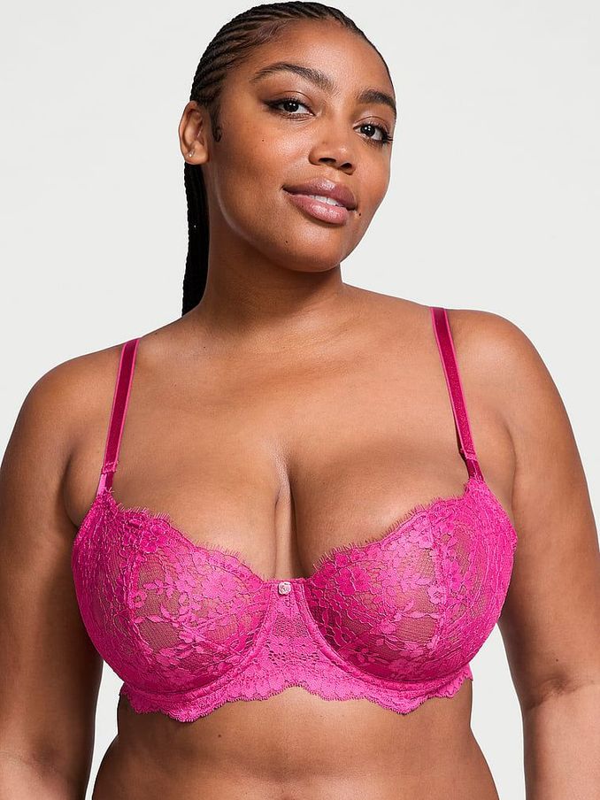 Luscious Rose Pink Lace Unlined Balcony Bra (B38151) | €20