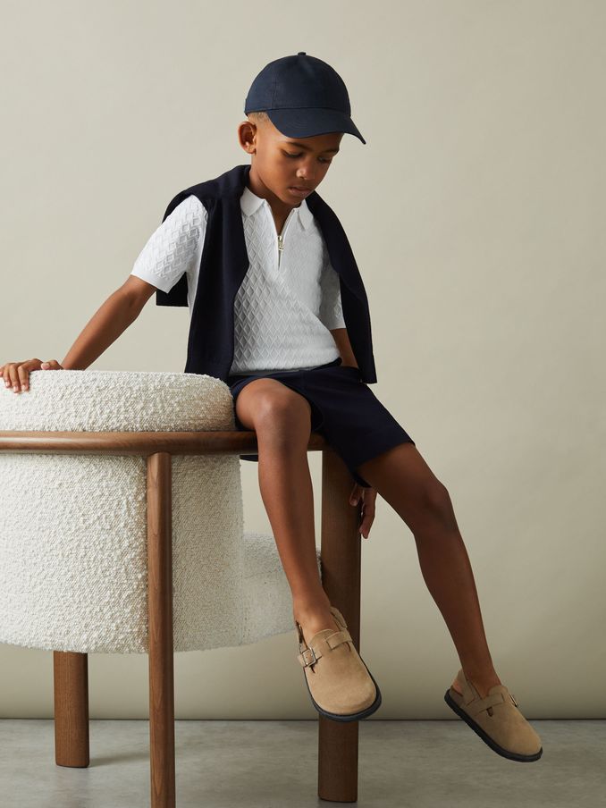 3-9 yrs Half-Zip Knitted Polo Shirt in White (B38320) | CA$49