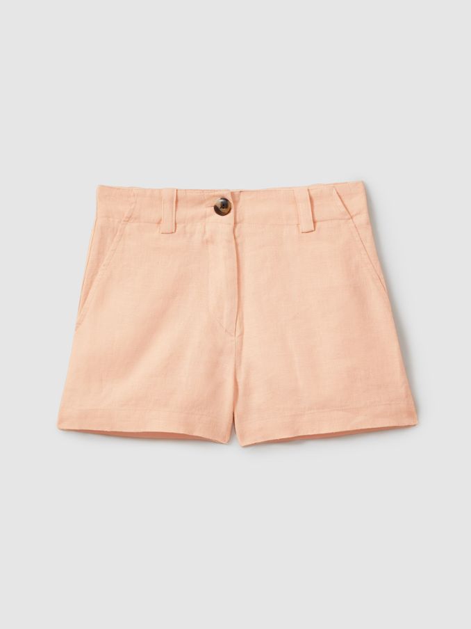 13-14 yrs Linen Loose Fit Shorts in Apricot (B38500) | AED111
