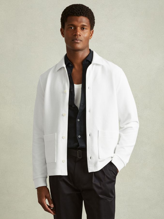 Flippo Off White Ribbed Cotton Blend Knitted Overshirt (B38802) | €67