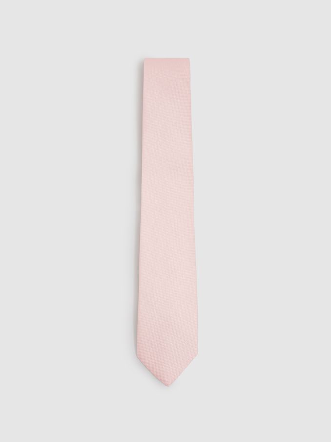 Textured Silk Blend Tie in Light Pink (B38816) | US$75