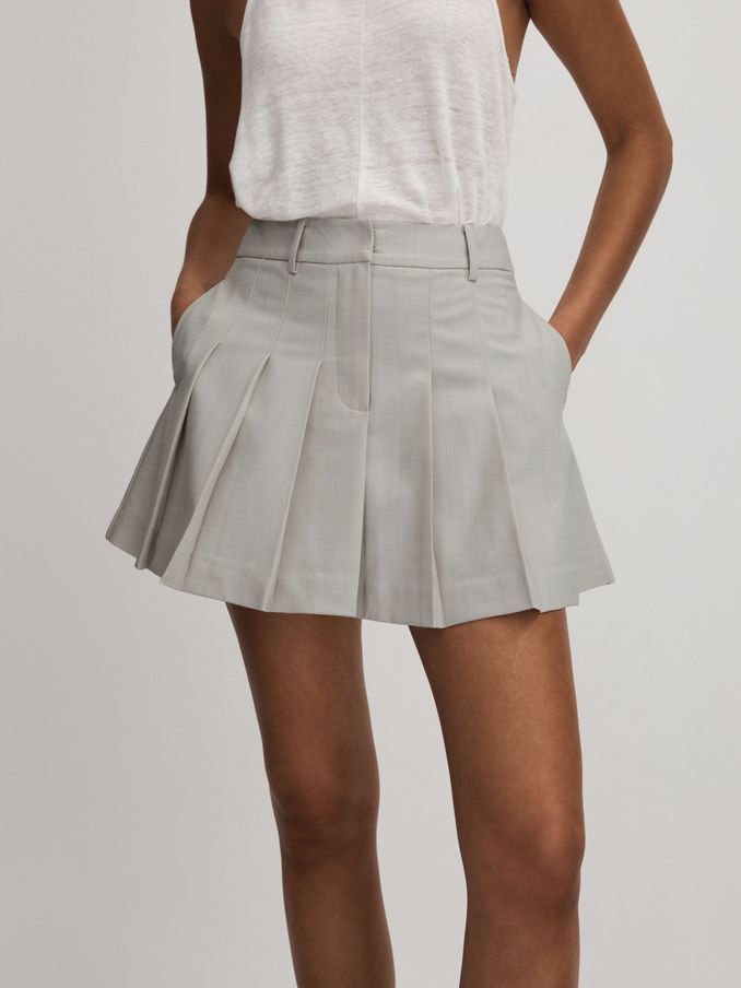 Hallie Heather Grey Anna Quan Pleated Mini Skirt (B39261) | US$288