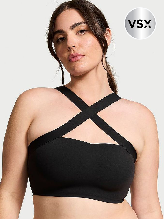 Black Strappy Cross Front Sports Bra (B40562) | €56