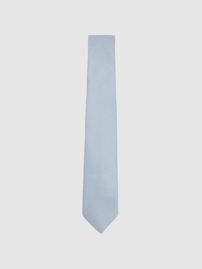 Textured Silk Blend Tie in Light Blue (B41215) | US$75