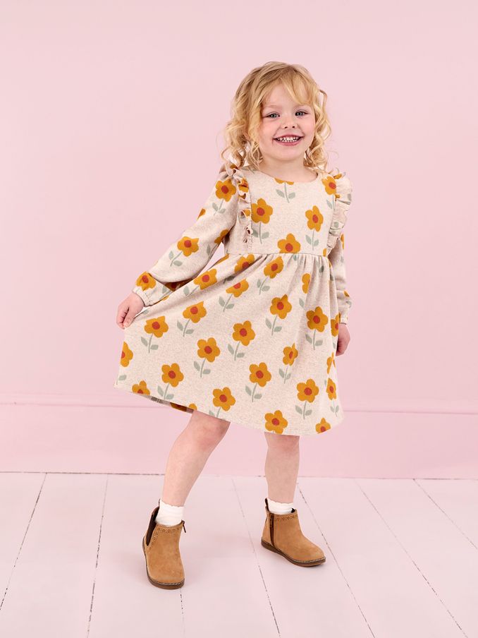 Natural Floral Knitted Dress (B41350) | $16