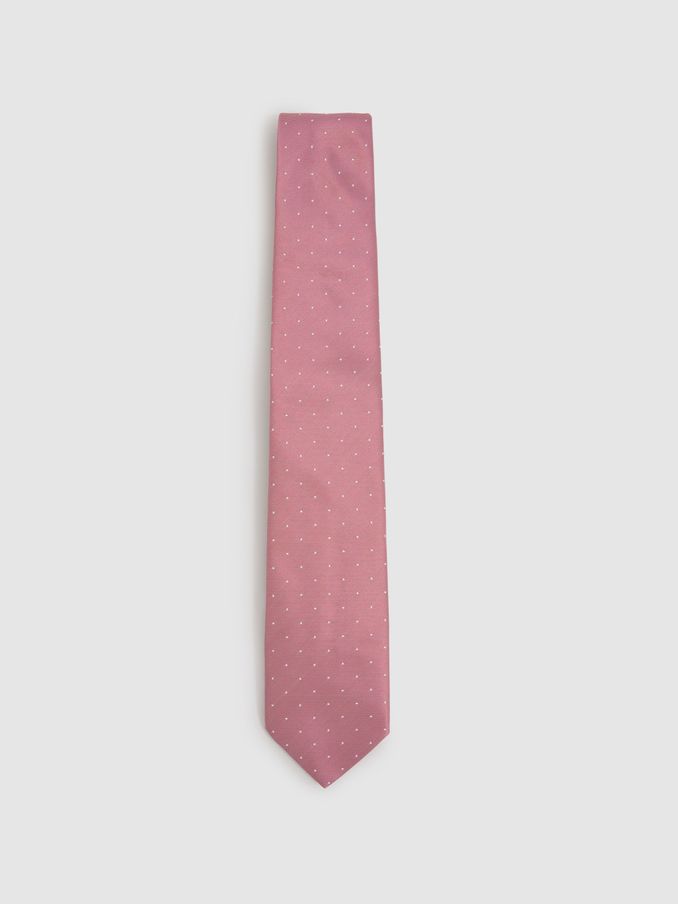 Silk Polka Dot Tie in Dark Pink (B41666) | CA$47