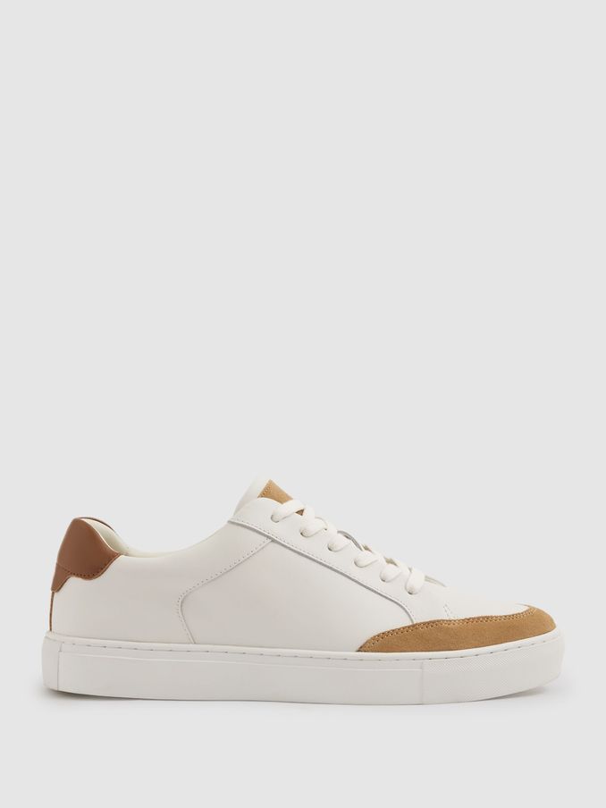 Ashley Camel/Ecru Leather Suede Detail Trainers (B41806) | €97